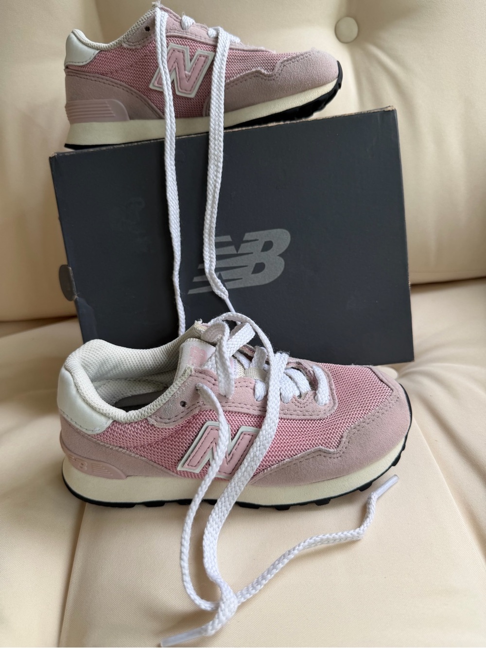 New Balance 515 Kids Pink & White Casual Sneakers 11C